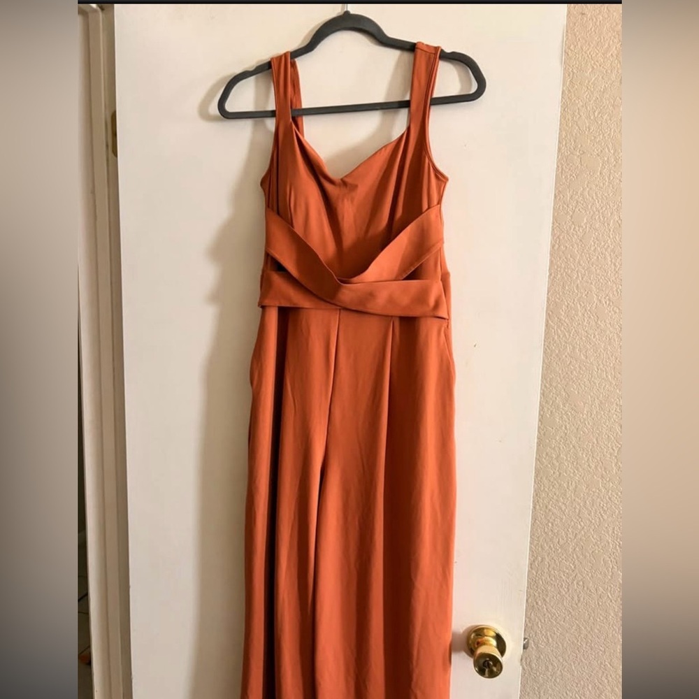 Elegant Orange Sleeveless jumpsuit
